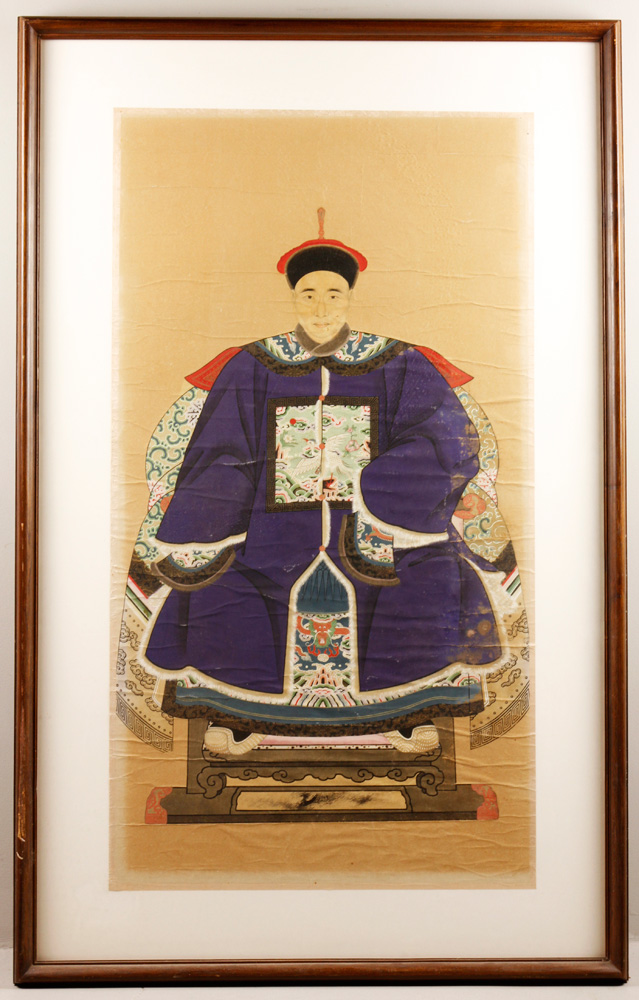 Appraisal: - th C Chinese Ancestral Portrait th century Chinese ancestral