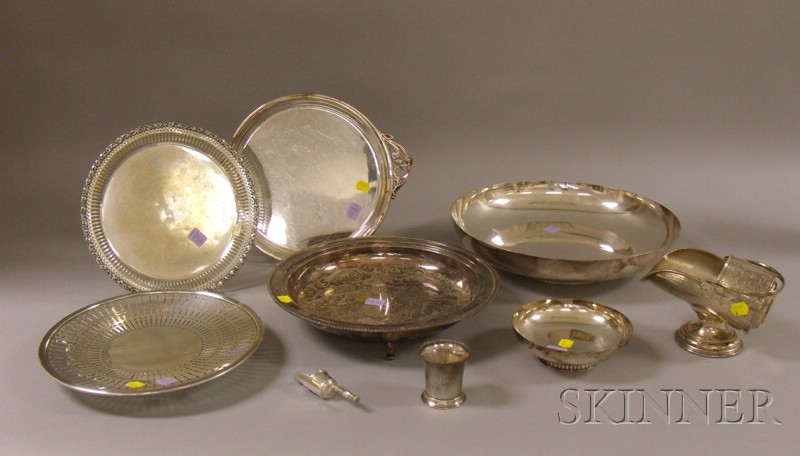 Appraisal: Group of Sterling and Silver Plated Serving and Tableware including