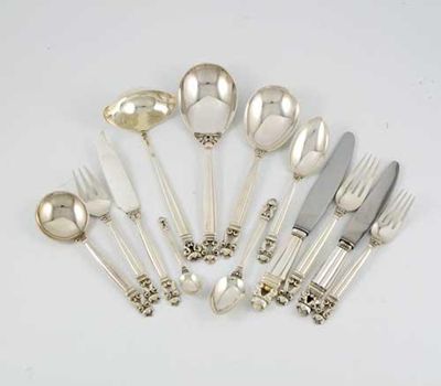 Appraisal: By Georg Jensen a modern Danish of Acorn pattern flatware