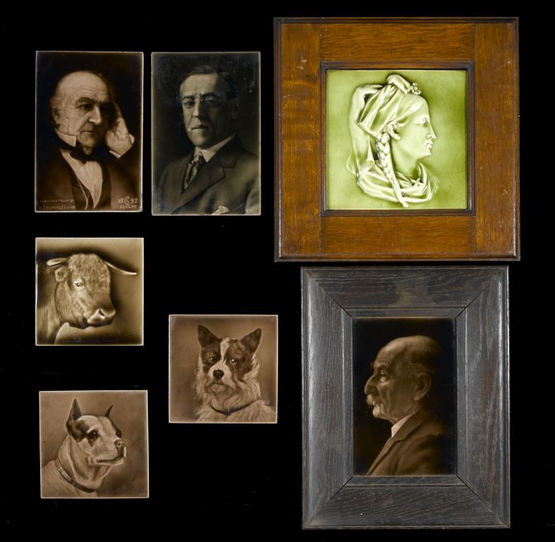 Appraisal: SEVEN EMAUX OMBRANT PORTRAIT TILES DESIGNED BY GEORGE CARTLIDGE comprising