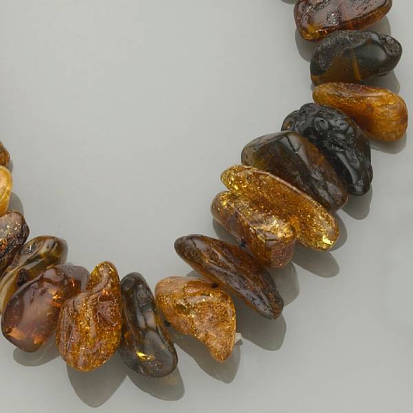 Appraisal: Amber Nugget Necklace Baltic Coast Designed as a continuous strand