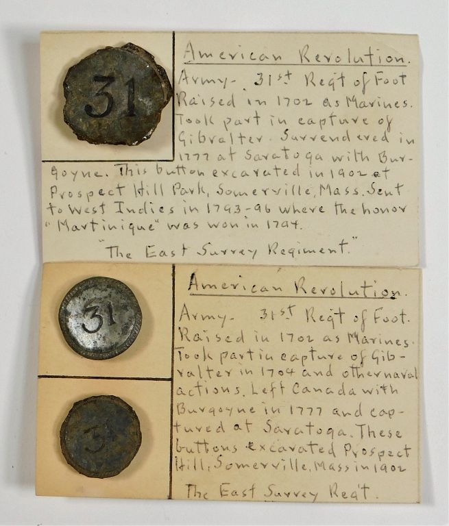 Appraisal: Three st Regiment of Foot Buttons England C - A