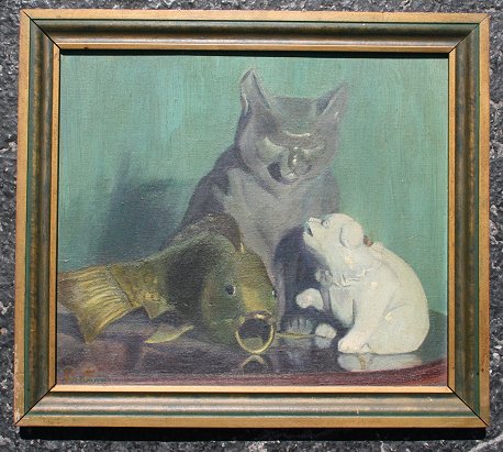 Appraisal: BAUER Adelia Doolittle American th C Still life with Cat