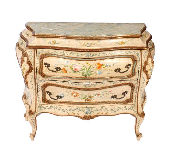 Appraisal: A Venetian Rococo style bombe commode height in width in