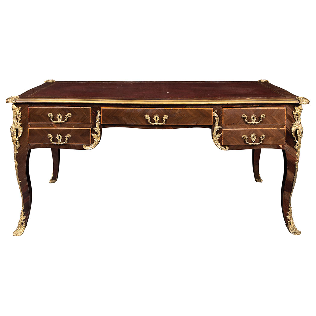 Appraisal: Louis XV Style Gilt-Bronze Mounted Dark Stained Kingwood Bureau Plat