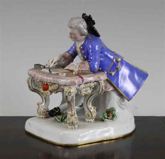 Appraisal: A Meissen figure of a gentleman writing a love letter