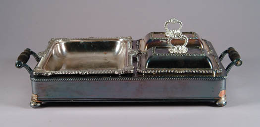 Appraisal: SILVER PLATED SERVING AND WARMING TRAY The two handled rectangular