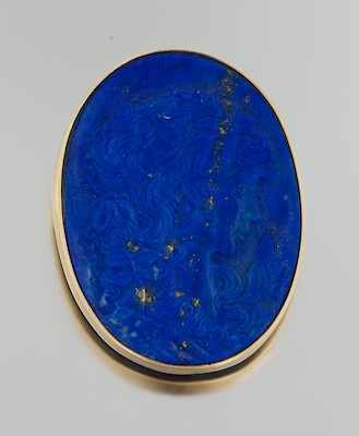 Appraisal: A Carved Lapis Lazuli Cameo k yellow gold frame features