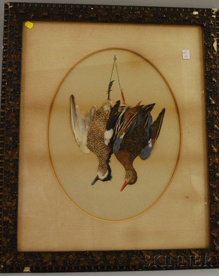 Appraisal: Late Victorian Framed Mixed Media Hunting Still Life Blue Teal