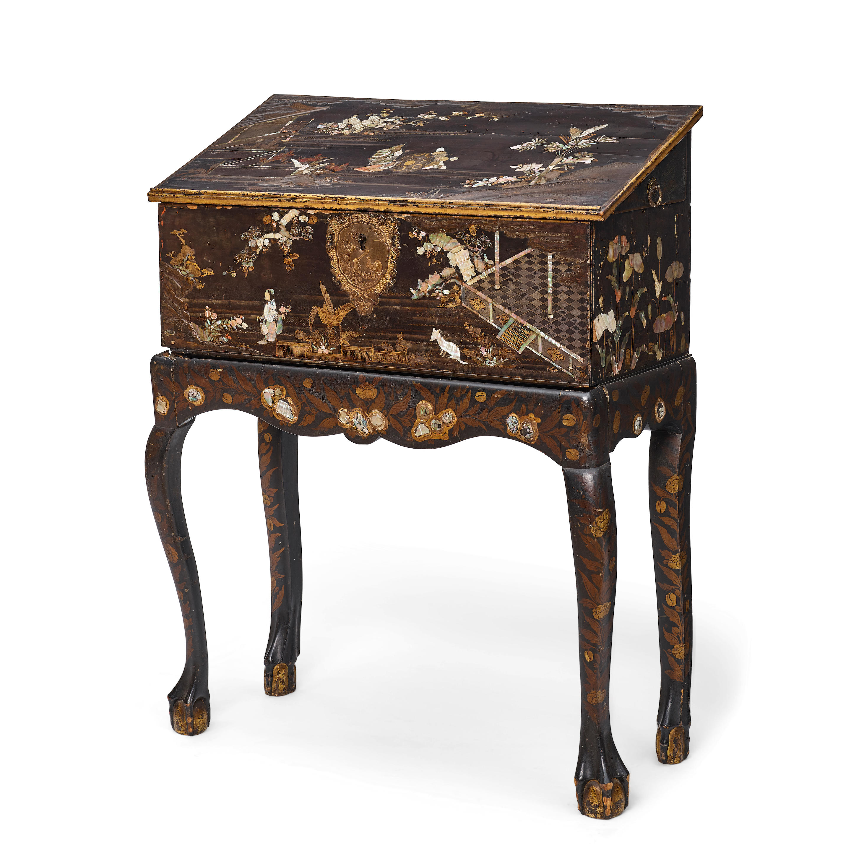 Appraisal: A CHINESE EXPORT MOTHER OF PEARL INLAY CHEST ON STAND