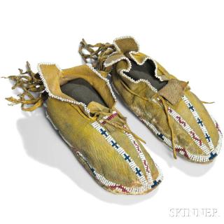 Appraisal: Southern Plains Beaded Hide Child's Moccasins c last quarter th