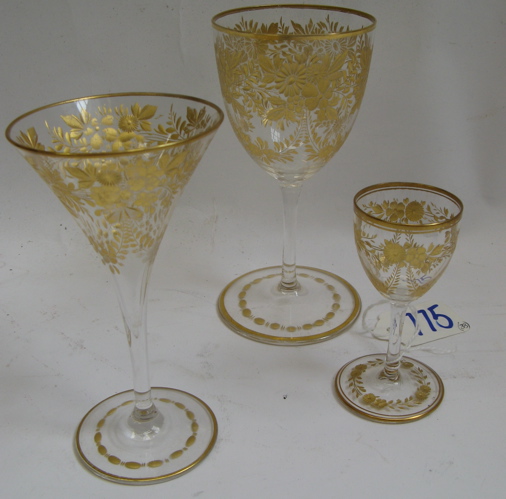 Appraisal: ITALIAN CUT CRYSTAL AND GOLD DECORATED GOBLETS sets total pieces