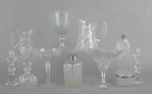 Appraisal: Collection of cut and etched colorless glass tallest -