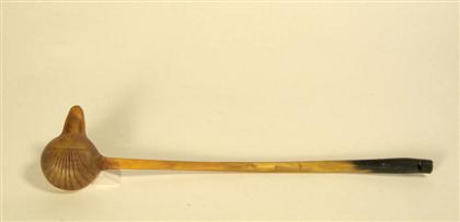 Appraisal: Shell-carved horn ladle with whistle end L in Cracking from