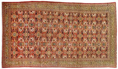 Appraisal: Sultanabad carpet repeating palmette designs on brick red field vine