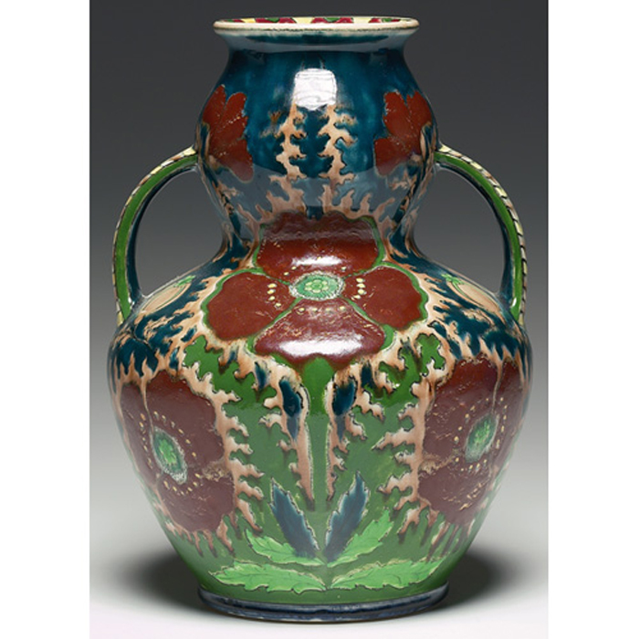 Appraisal: Good Royal Bonn vase made by Franz Ant Mehlem double