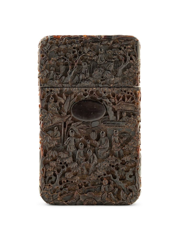 Appraisal: A Chinese Carved Tortoise Shell Card Case A Chinese Carved