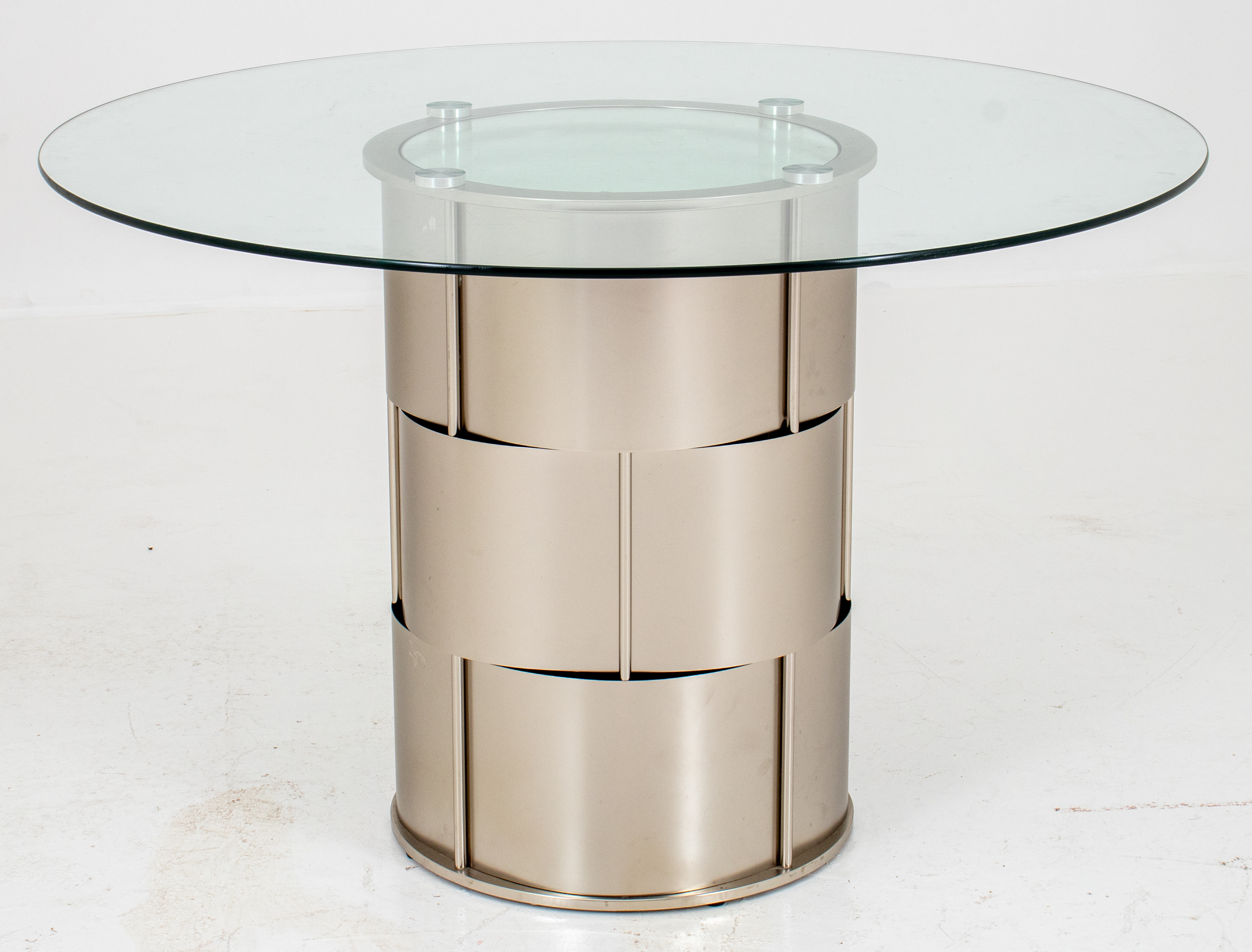 Appraisal: MODERN INDUSTRIALIST STEEL CENTER TABLE Modern industrialist steel drum table