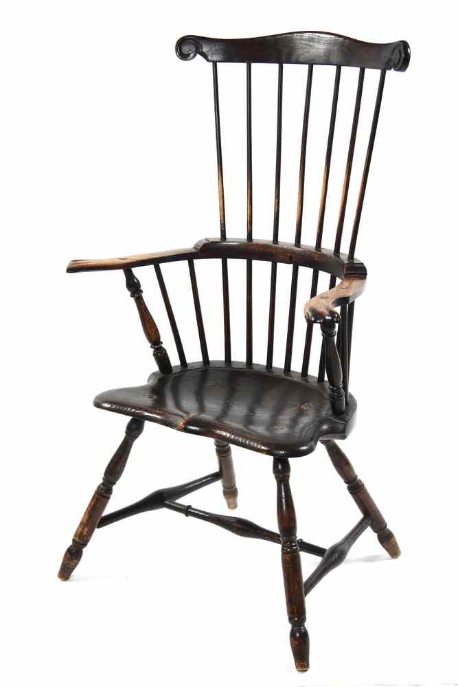 Appraisal: WINDSOR ARMCHAIR - th c Oak Fan Back Windsor armchair