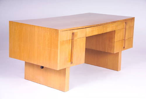 Appraisal: VLADIMIR KAGAN KAGAN-DREYFUSS Custom-designed double-pedestal desk with six drawers and