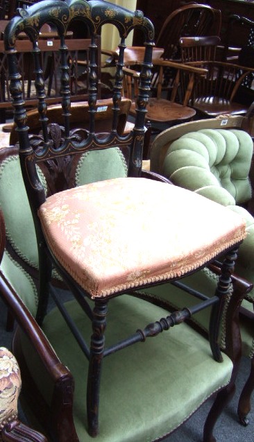 Appraisal: A pair of th century ebonised and parcel gilt bedroom