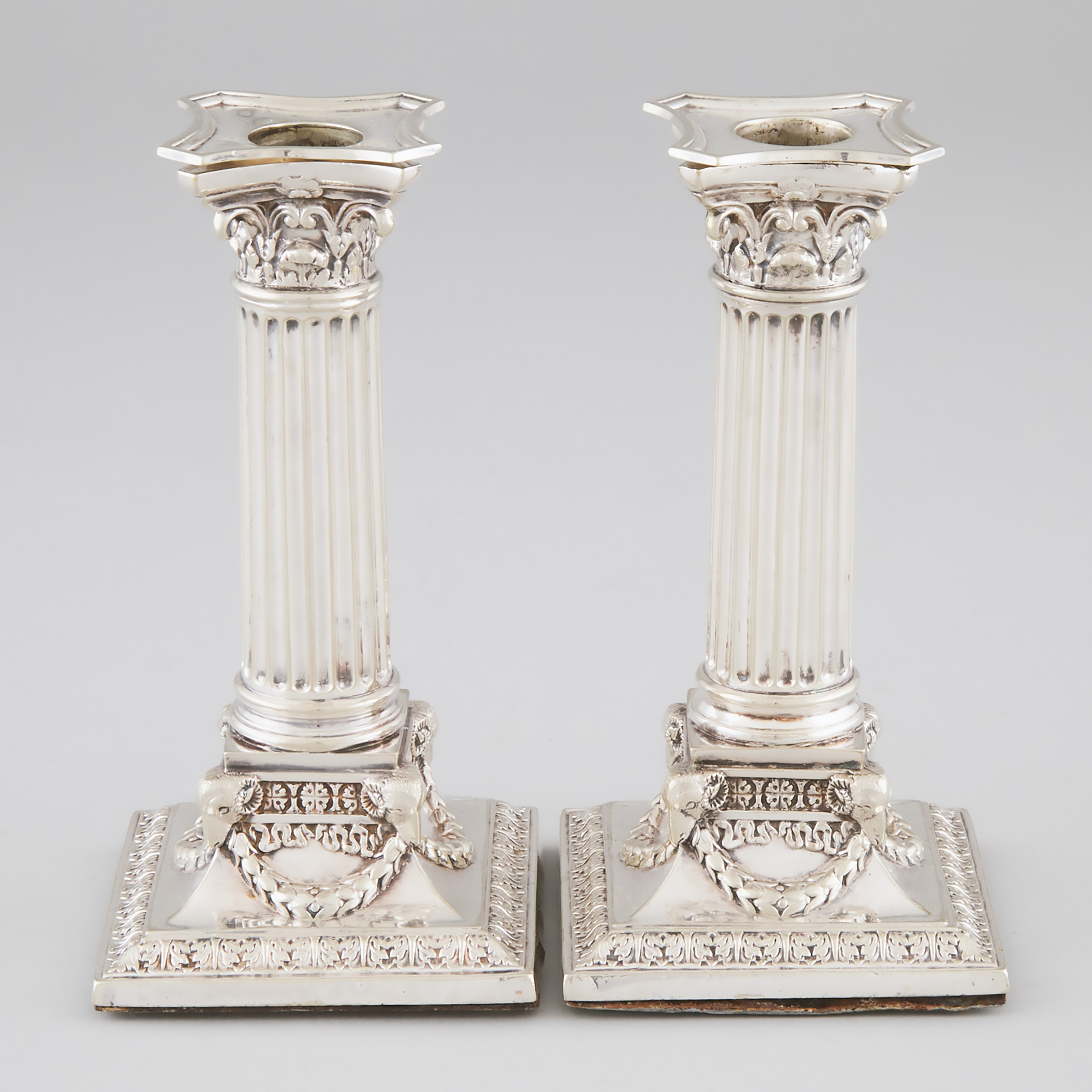 Appraisal: Pair of Victorian Silver Plated Table Candlesticks late th century