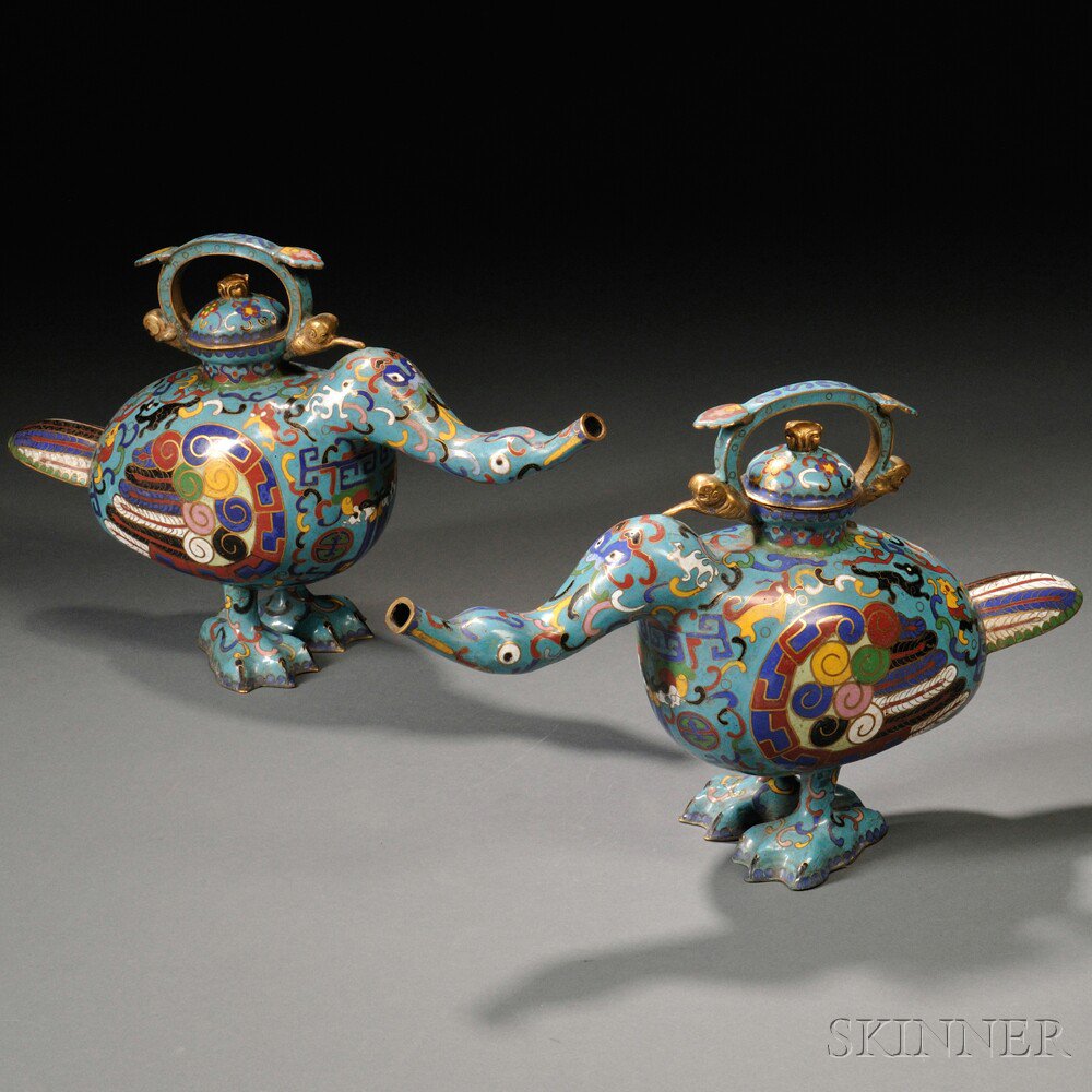 Appraisal: Pair of Cloisonne Covered Pots China th century in the