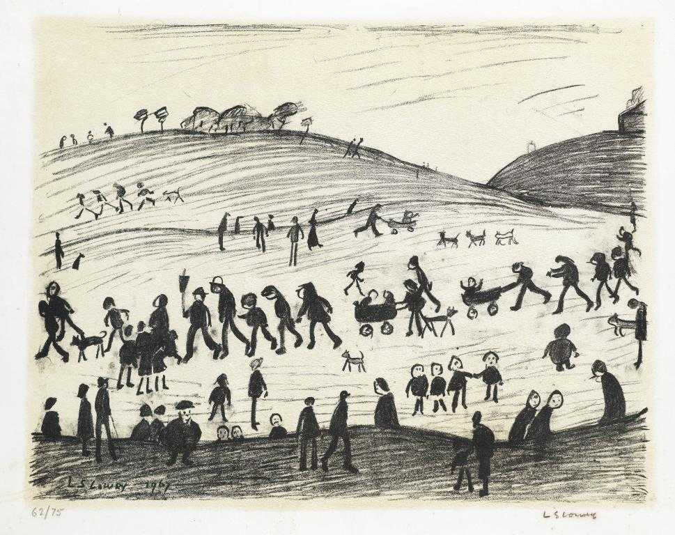 Appraisal: LAURENCE STEPHEN LOWRY RA - A HILL SIDE two tone