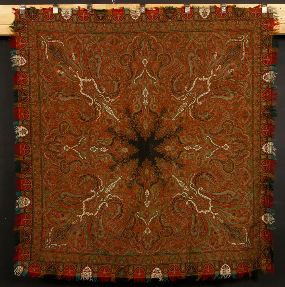 Appraisal: - Persian Paisley Fringed Table Cover Persian paisley fringed table