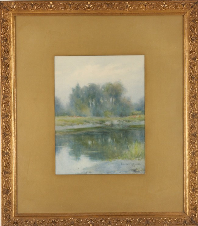 Appraisal: Landscape with water reflection x sight SLR Artist American -