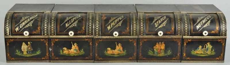 Appraisal: Lot of Early Spice Tins Set Description Circa s Includes