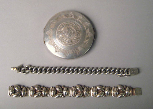 Appraisal: Fred Davis silver link bracelet ca together with another Mexican