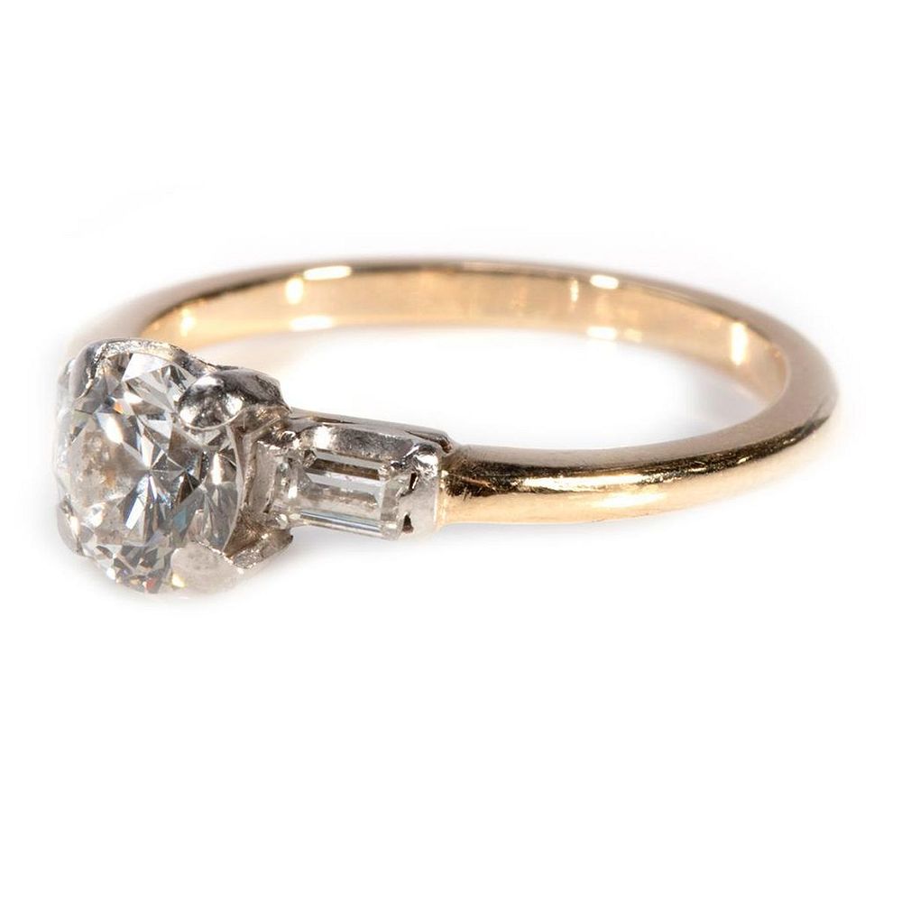 Appraisal: Diamond and k bi-color gold engagement ring the ring centers