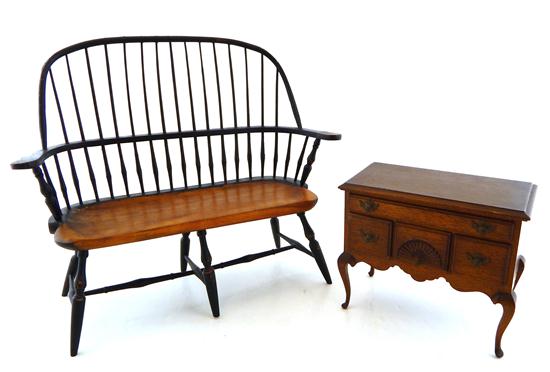 Appraisal: Two th C American miniatures including lowboy and bench mahogany