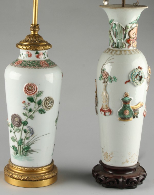 Appraisal: Complementing vases which have been converted into electrified lamps Both