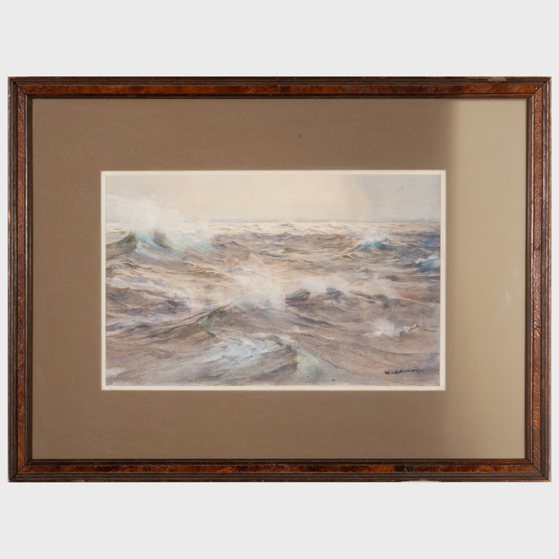 Appraisal: Attributed to William Trost Richards - The Great Wave Watercolor