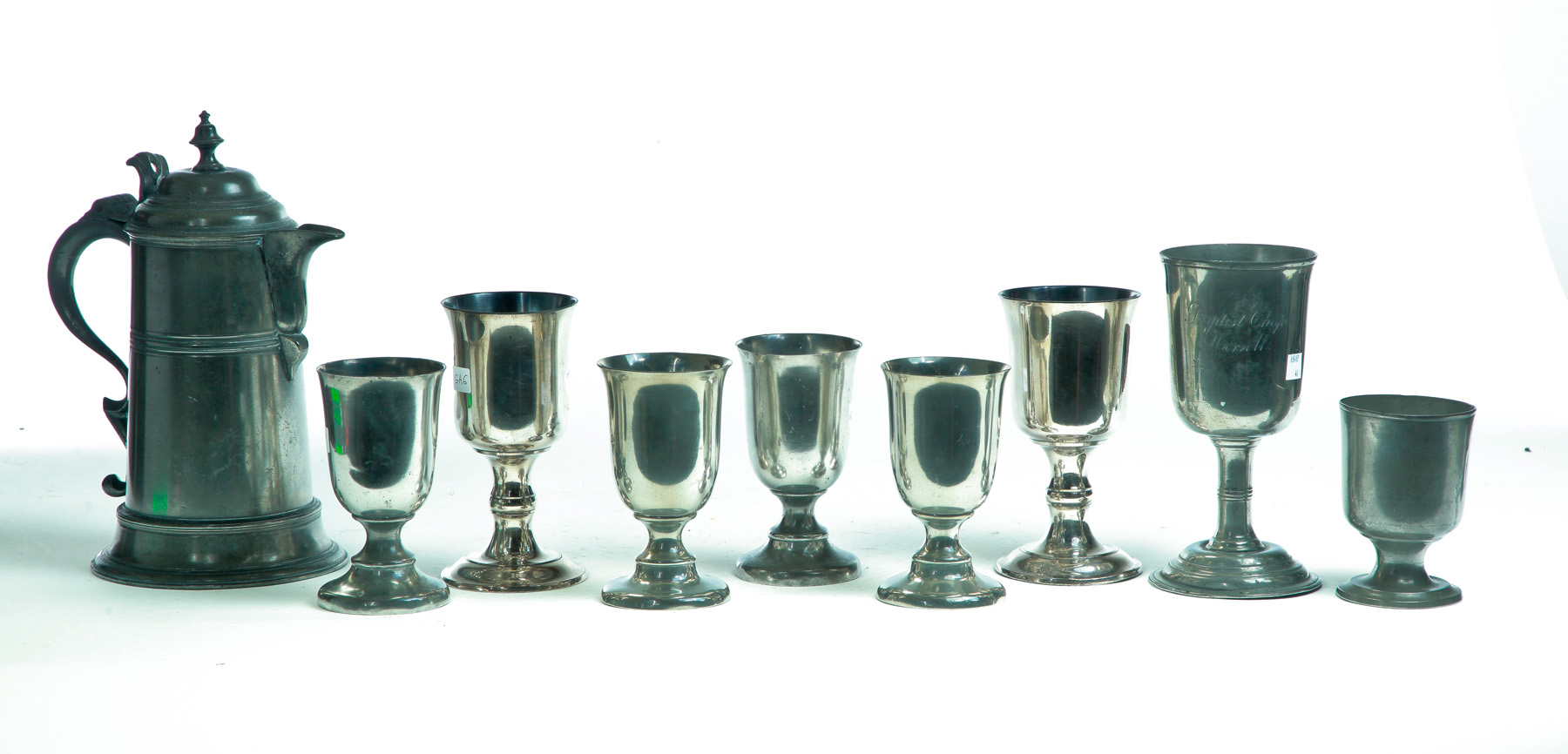 Appraisal: NINE PEWTER COMMUNION RELATED ITEMS American and European th- th