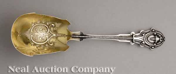 Appraisal: A Wood Hughes Coin Silver Medallion Serving Scoop c beaded