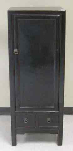 Appraisal: CHINESE NARROW STORAGE CABINET the front featuring a long panel