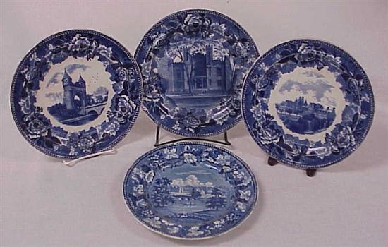 Appraisal: English softpaste dark blue transferware including an '' wood ''Compton