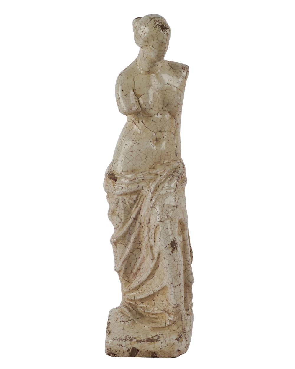 Appraisal: CLASSICAL-STYLE GLAZED TERRACOTTA FIGURE OF A WOMANunmarked inches wide inches