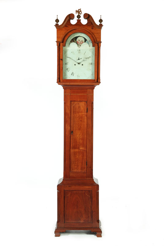 Appraisal: HEPPLEWHITE TALL CASE CLOCK Western Pennsylvania early th century walnut