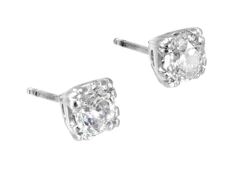 Appraisal: RETRO DECO DIAMOND SOLITAIRE EAR STUD EARRINGS K white gold