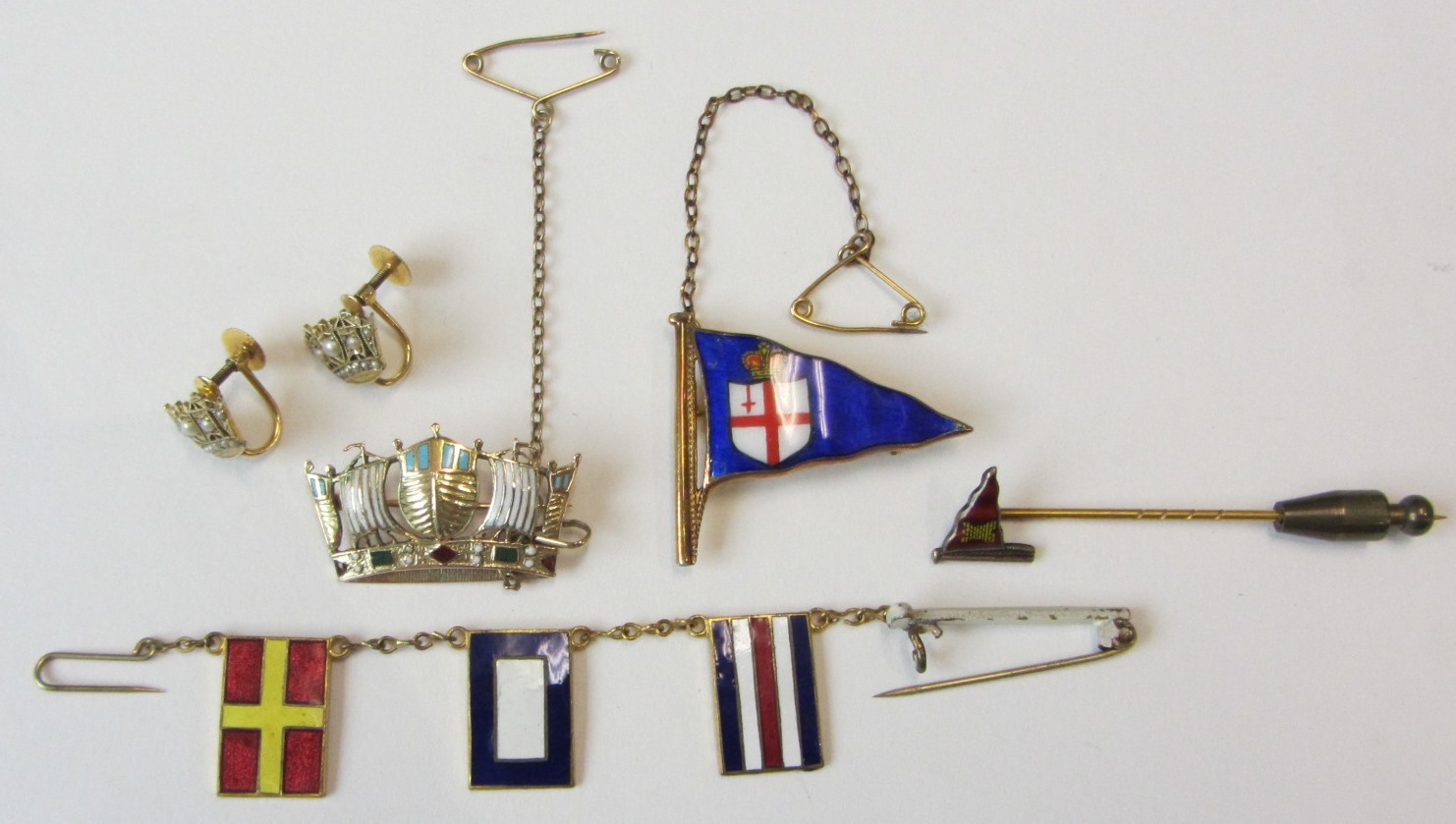 Appraisal: A ct gold and enameled brooch designed as a yachting