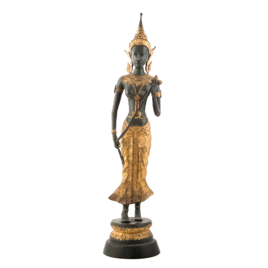 Appraisal: Thai gilt and verdigris bronze figure figure of exotic dancer