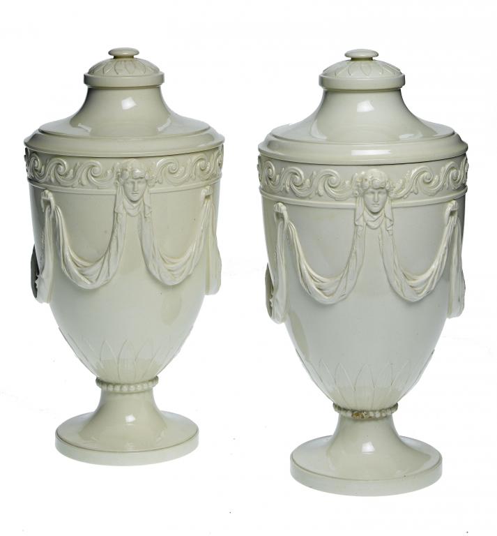 Appraisal: A PAIR OF WEDGWOOD QUEEN'S WARE NEO CLASSICAL VASES AND