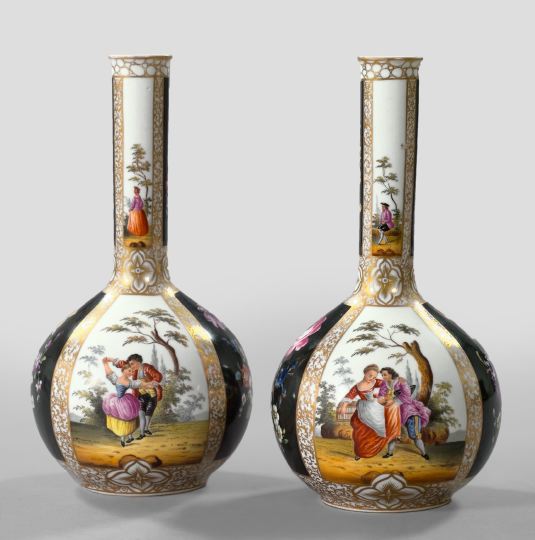 Appraisal: Good Pair of Helena Wolfsohn Dresden Porcelain Garniture Vases fourth