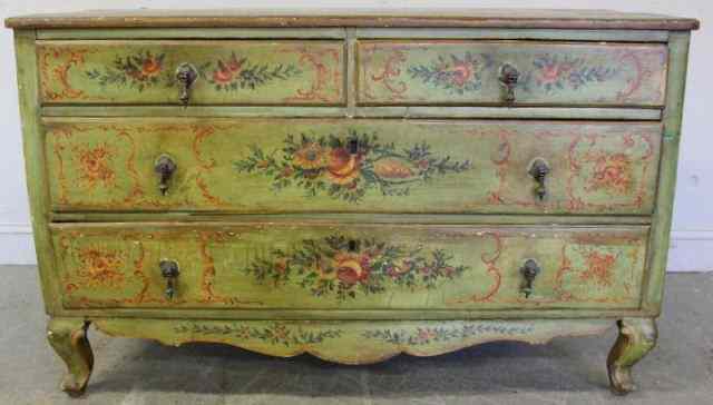 Appraisal: th Century Venetian Paint Decorated Commode A beautiful Venetian commode