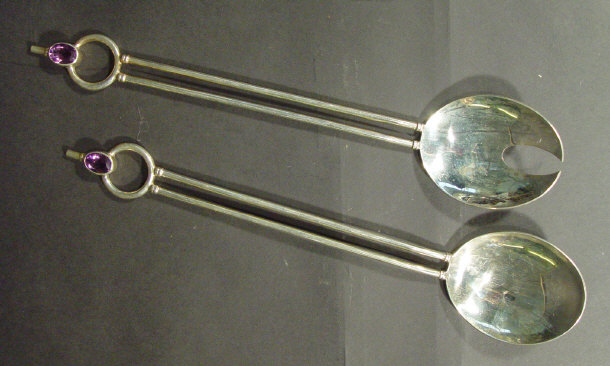 Appraisal: Pair of grade silver Arts and Crafts salad servers set