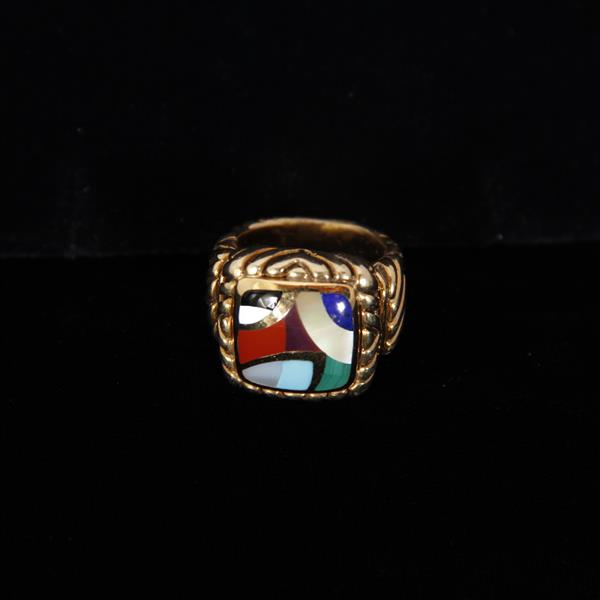 Appraisal: Asch Grossbardt Sterling k ring with various inlaid colored gemstones